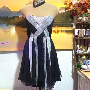 Kitty Strapless Mini Dress Goth boho dark fairy Cocktail Women Medium Black Grey
